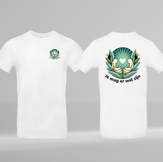 Je Mag Er Wel Zijn Heren T-Shirt - Met Borstlogo & Ruglogo